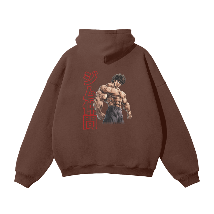 Gymbro Baki Pumpcover Hoodie__Dark Brown__Gymbro Clothing